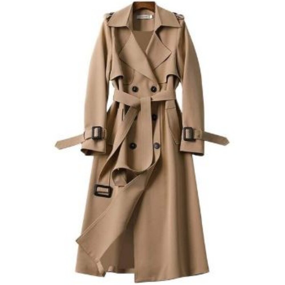 LINXUAN (Amazon Brand) Long Line Trench Coat Jacket - M